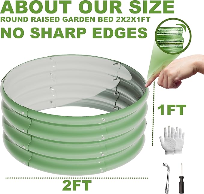 3Pcs 2X2X1ft Round Raised Garden Bed Kit, Galvanized Raised Garden Beds Outdoor - Image 4