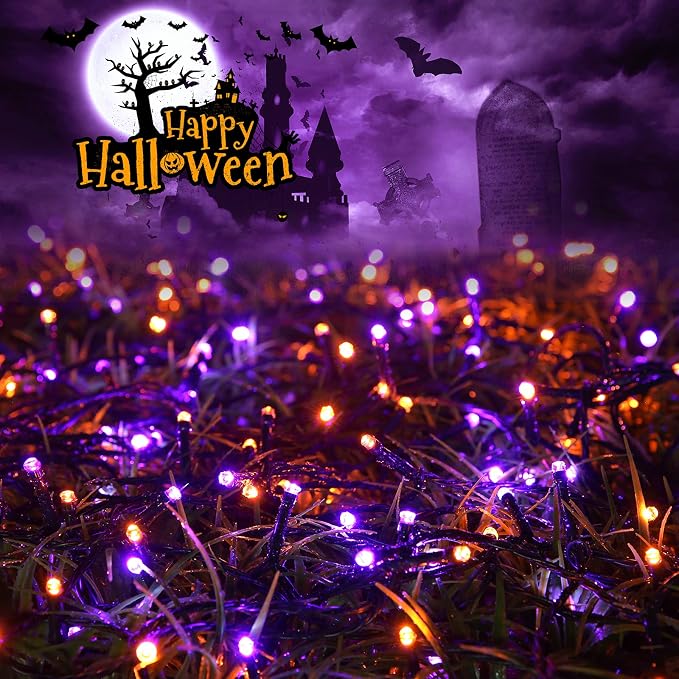 Joomer 2 Pack Orange Purple Halloween Solar String Lights, Total 144 FT 400 LED - Image 2