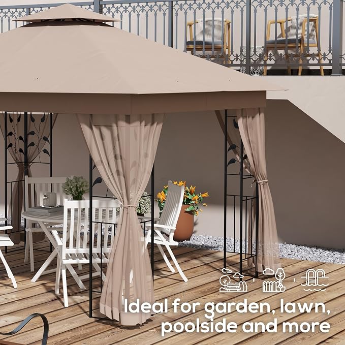 Outsunny 10' x 11.5' Metal Patio Gazebo, Double Roof Outdoor Gazebo Canopy - Image 6
