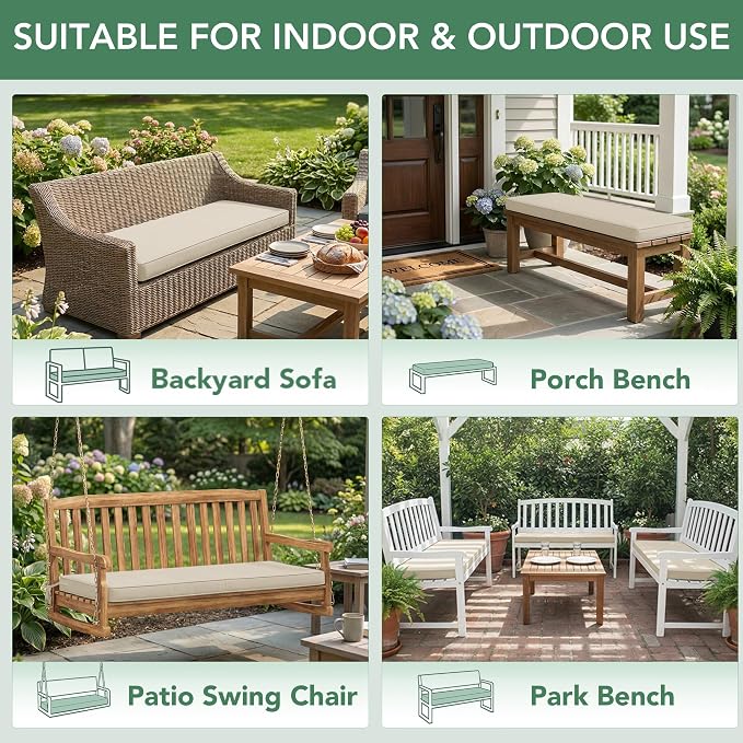 Outdoor Bench Cushion: Waterproof and Fade Resistant Patio Furniture Cushions - Image 7