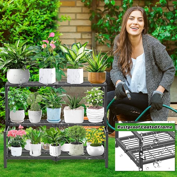 3 Tier Stair Style Metal Plant Stand - Image 5