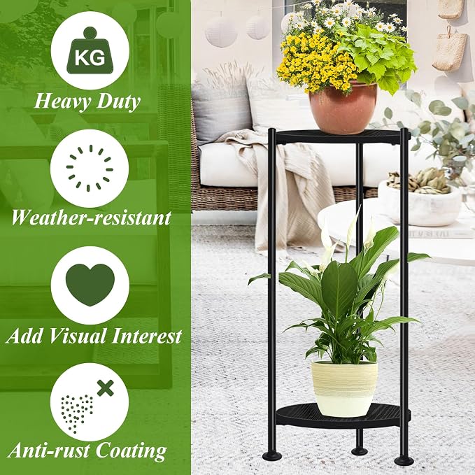 Plant Stand Indoor Outdoor, Heavy Duty Indoor Plant Shelf, 2 Tier Display Rack - Image 5