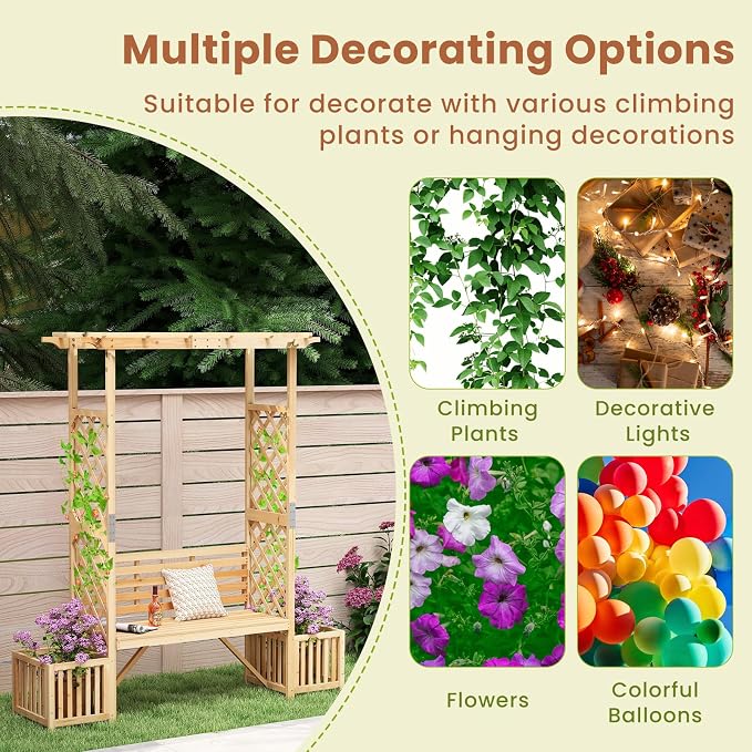 HAPPYGRILL Patio Garden Arbor - Image 8