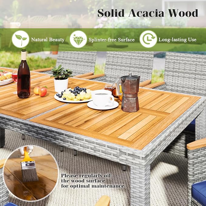 Tangkula 9 Pieces Rattan Outdoor Dining Set - Image 5