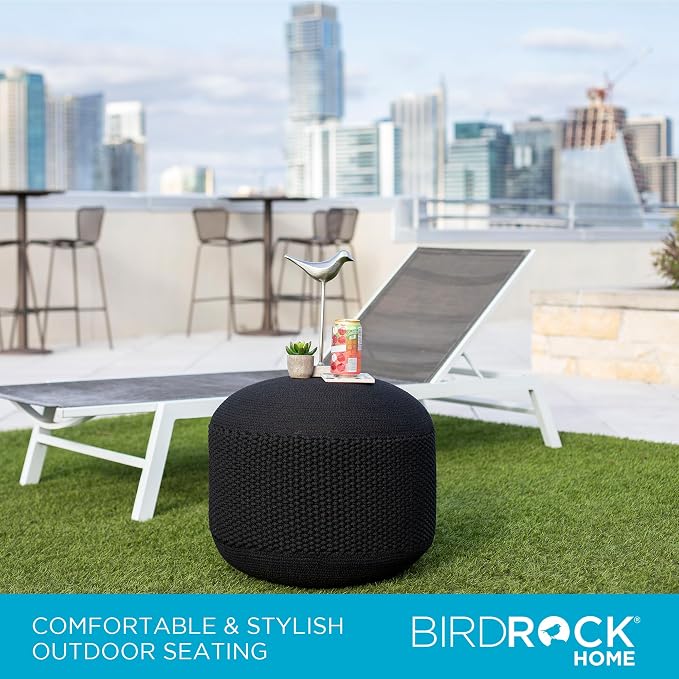 BIRDROCK HOME Outdoor Pouf Ottoman | Hand Woven Waterproof Foot Stool - Image 5