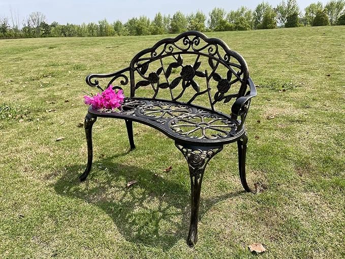 Mandolin Outdoor Park Garden Chair, All Chair Anti Rust Cast Aluminum Patio - Image 5