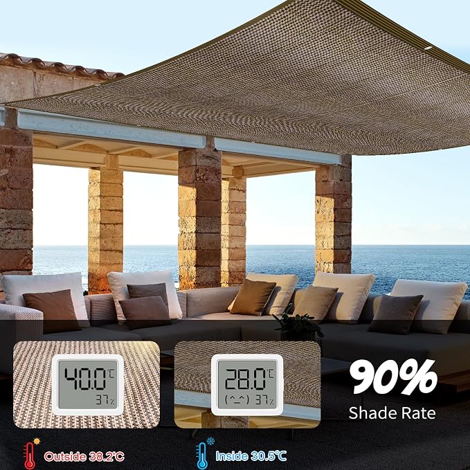 90% Coffee Shade Cloth, 6.5x6.5FT Resistant Garden Sun Shade Net, Durable Mesh - Image 4