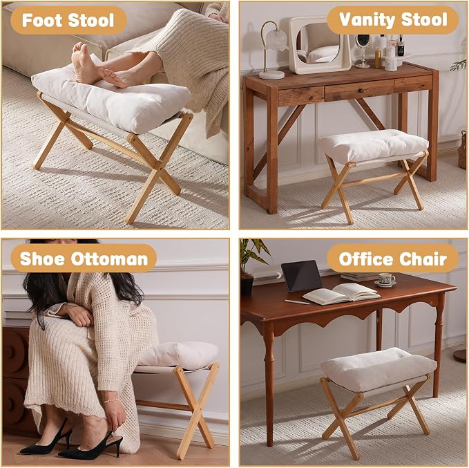 Ottoman Foot Rest- Bamboo Foldable Stool, Foot Stools Small Ottman - Image 9
