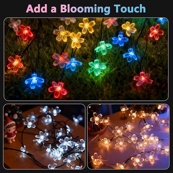 60 LED Solar String Lights Outdoor Waterproof Flower Fairy Lights - Image 6