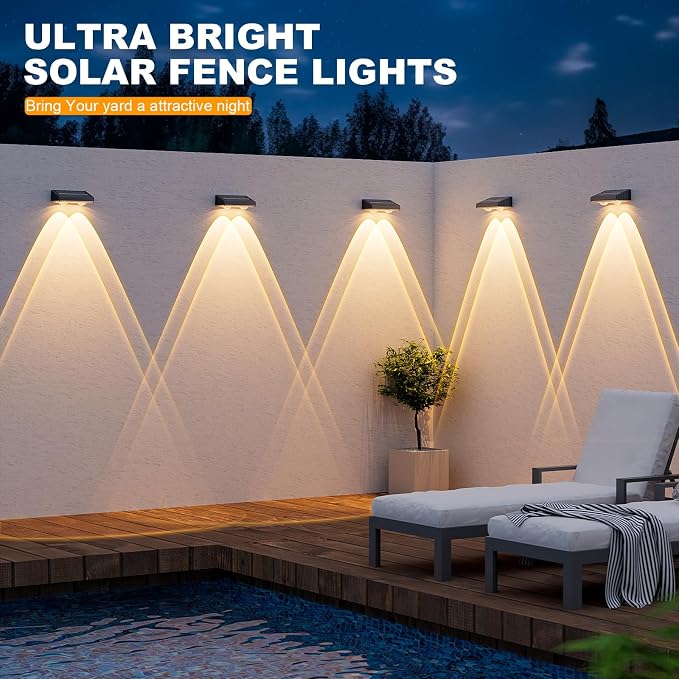 NIORSUN Solar Fence Lights, 12 Pack Deck Light, Led Lights Warm White Outdoor - Image 2