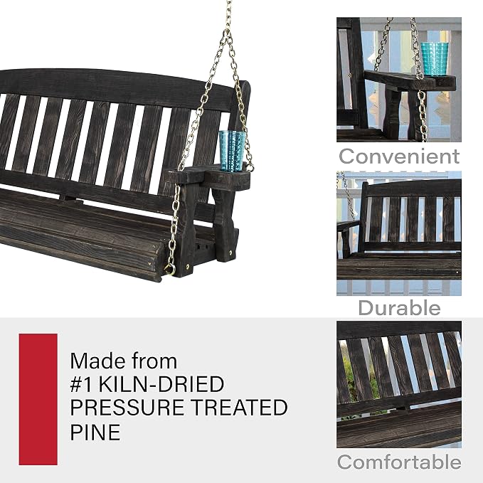 Amish Casual Heavy Duty 800 Lb Mission Treated Porch Swing - Image 4