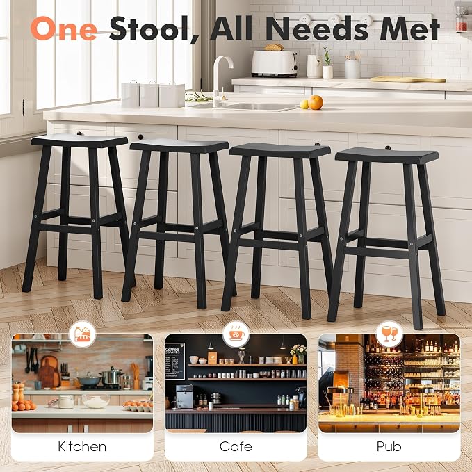 NUNU LAB HDPE Weatherproof Bar Stools Set of 2-29 Inch Bar Height Stools - Image 4
