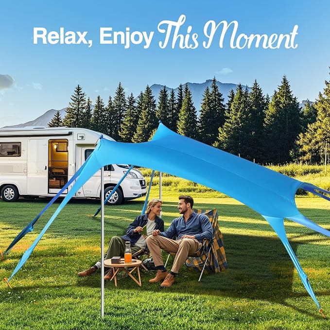 Rhino Valley Beach Tent Shade Canopy UPF50+ Protection, 8 Sandbags, 4 Stability - Image 4