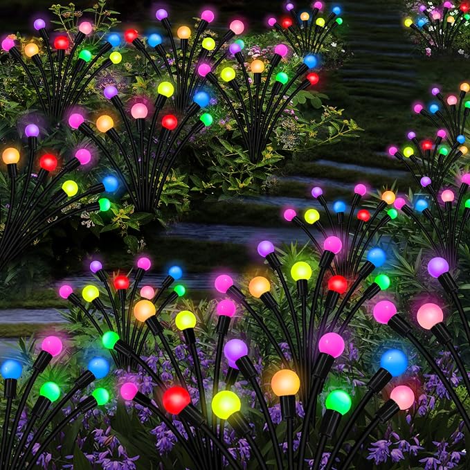 Kohlrabi Solar Garden Lights Outdoor, 6 Pack 60 LED Solar Firefly Lights - Image 5