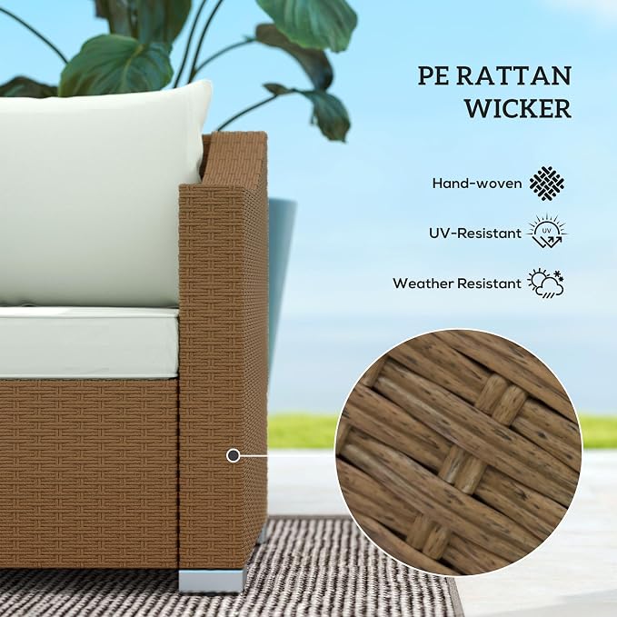 Outsunny 3 Seater Patio Sofa, Wicker Sofa - Image 4