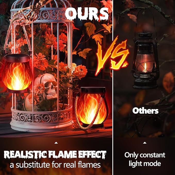 iBaycon 1 Pack Solar Lanterns Lights, Halloween Flickering Flame Garden Lights - Image 5