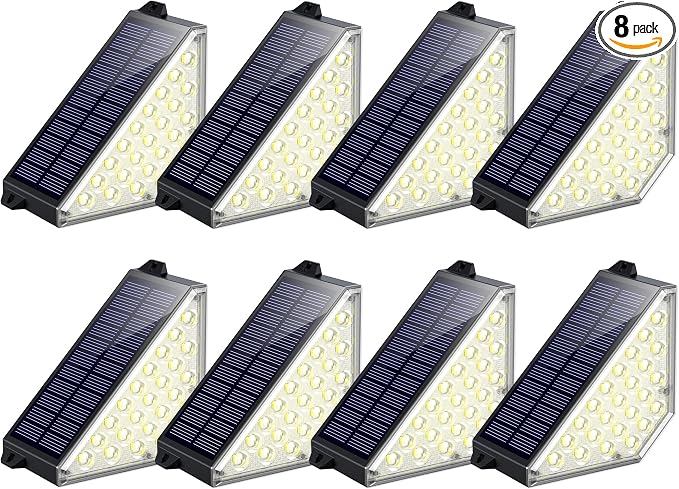 TECKNET Solar Step Lights for Outside, 2 Modes Brightness Adjustable, 24 LEDs by Tecknet