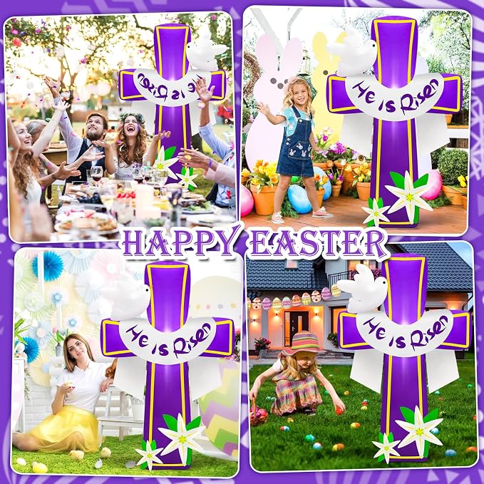 MICOCAH 4.5FT Easter Inflatables Outdoor Decorations He is Risen Inflatable - Image 2