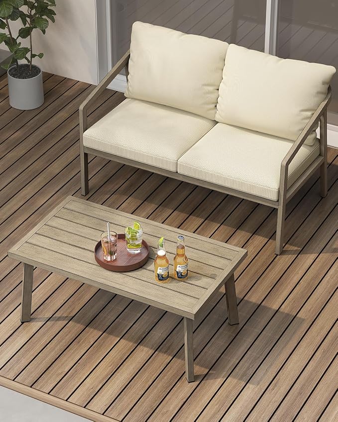 Patio Coffee Table, Never-Rust Aluminum Outdoor Coffee Table - Image 2