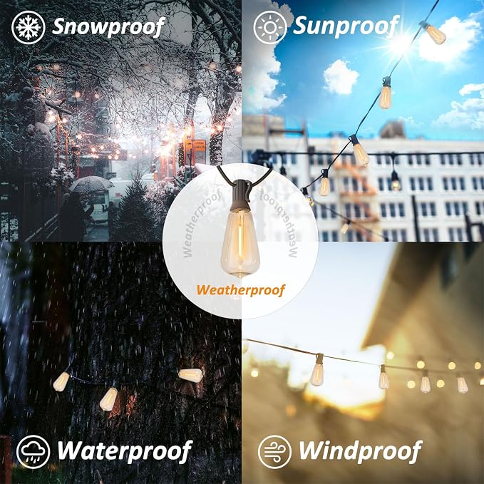 300FT Edison String Lights Outdoor Waterproof - Image 7