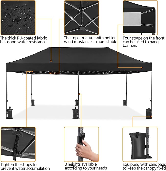 Yaheetech Heavy Duty Pop Up Canopy Tent, 10x20 Commercial Instant Shelter Tent - Image 4