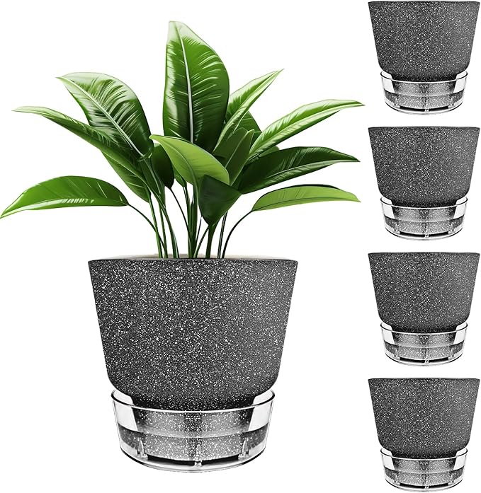 2024 Upgraded 5 Pack 6-Inch Self-Watering Planter Pots by HYNZ