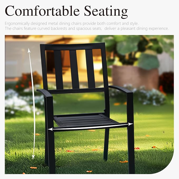 PHI VILLA 5-Piece Metal Patio Outdoor Table and Chairs Dining Set- 37" Square - Image 4
