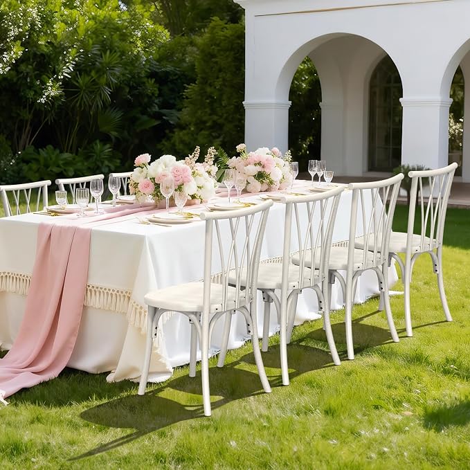 VINGLI Plastic Outdoor Dining Chairs Set of 6, Stackable Patio Dining Chairs - Image 7