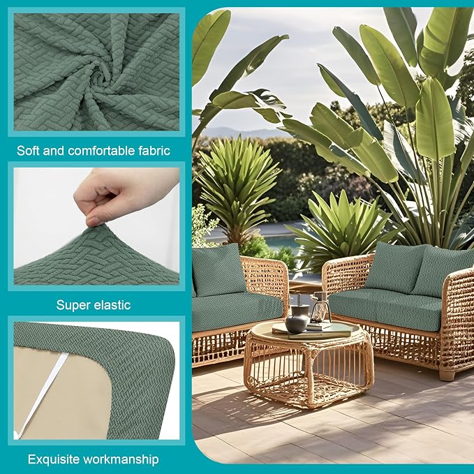 14Pcs Stretch Patio Cushion Covers, Outdoor Couch Covers Replacement, Outdoor - Image 3