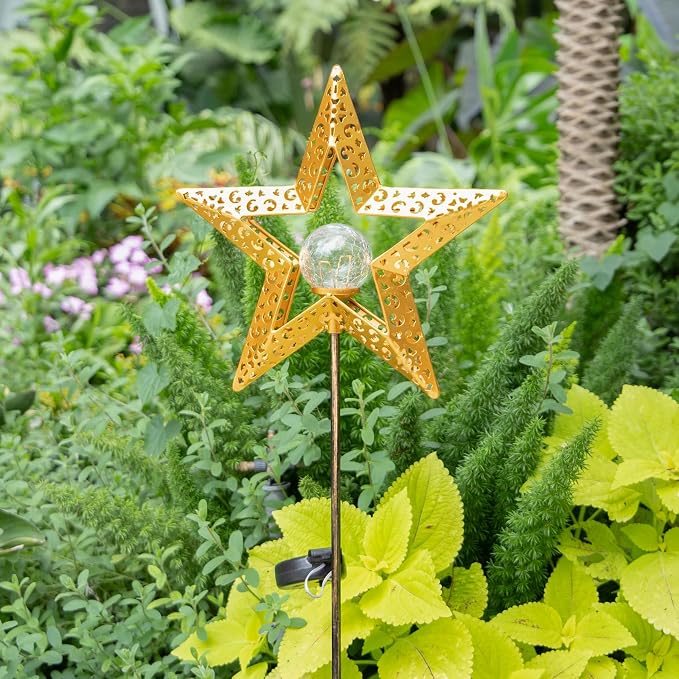Star Solar Lights Garden Outdoor Decor Waterproof Metal Solar Stakes Lights - Image 9