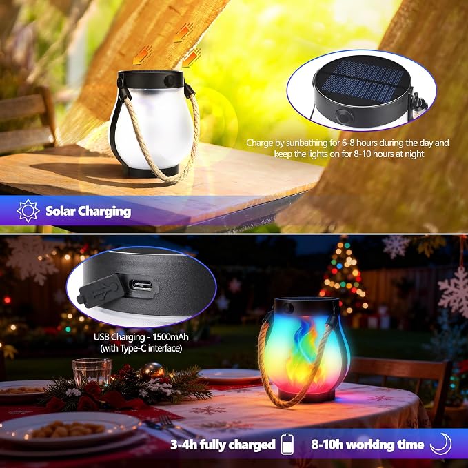 Christmas Solar Flame Lantern Hanging Outdoor Waterproof - Image 4