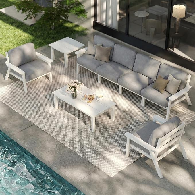 7 Piece Patio Furniture Set, HDPE Outdoor Sectional by PatioKingdom