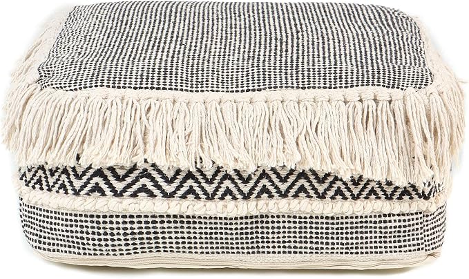 REDEARTH · UNSTUFFED Pouf Ottoman Cover Textured Storage Cube Boho Bean Bag - Image 8