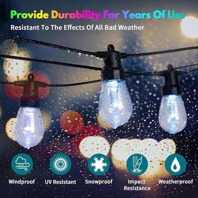 BBG Outdoor String Lights 50FT RGBW - Image 3