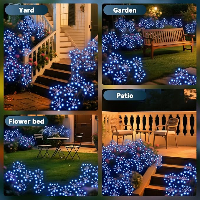 Solar Garden Lights 2 Pack Waterproof Swaying Starburst Light Solar Outdoor - Image 6