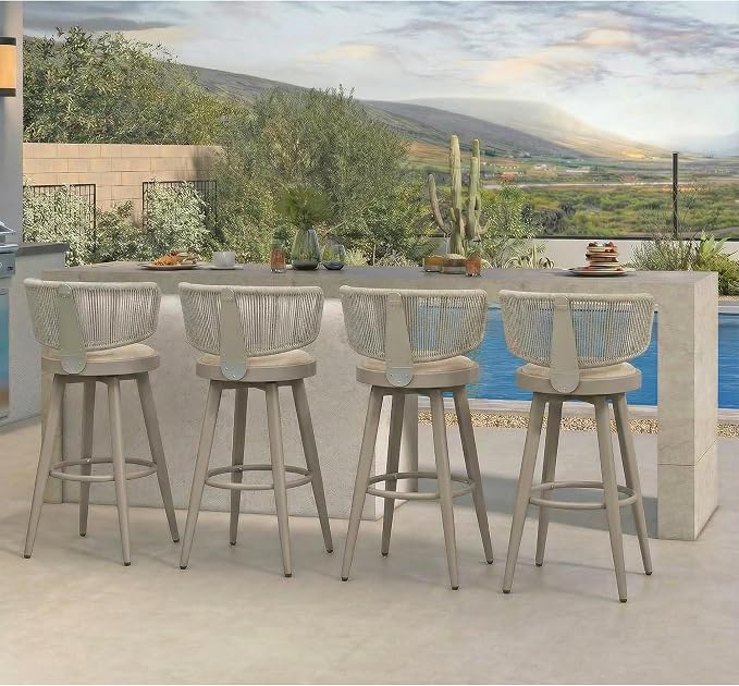 PURPLE LEAF Outdoor Bar Stools Set of 4 30 Inch Patio Swivel Bar Stool Chairs - Image 3
