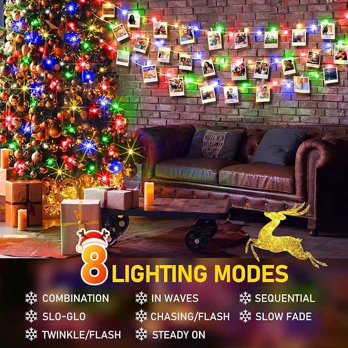 KNONEW Christmas String Lights Indoor Plug in, 60FT 180LED Outdoor Waterproof - Image 2