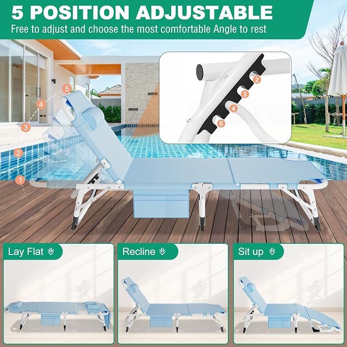LILYPELLE Folding Chaise Lounge Chair - Image 4