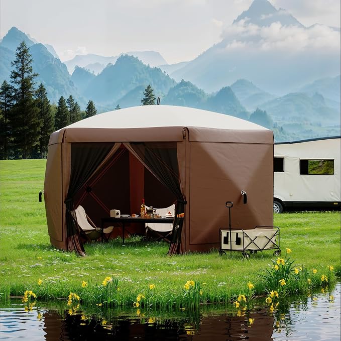 13x13FT 6-Sided Pop Up Gazebo Tent，One-Push Setup Canopy Tent - Image 8