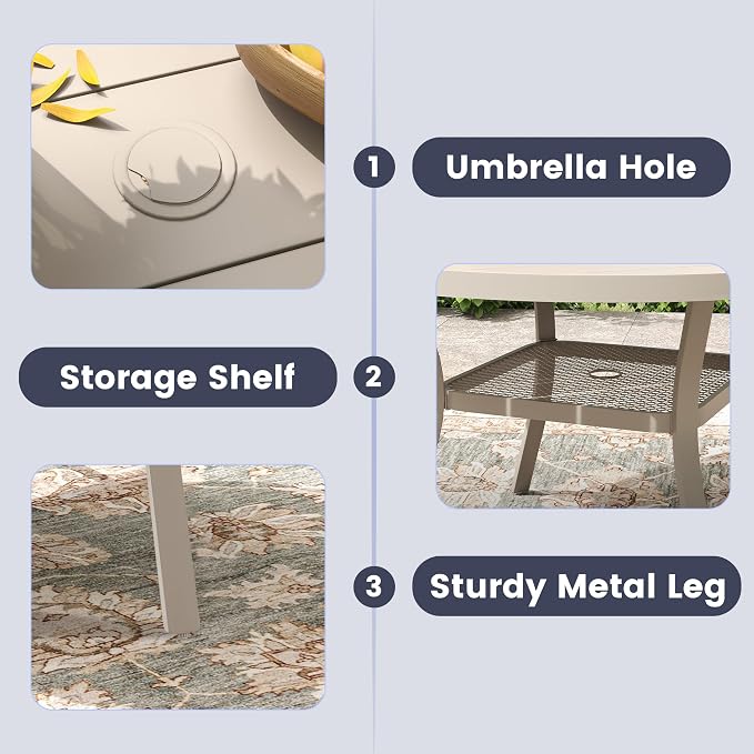VICLLAX 47.2" Round Patio Table, Outdoor Dining Table - Image 4