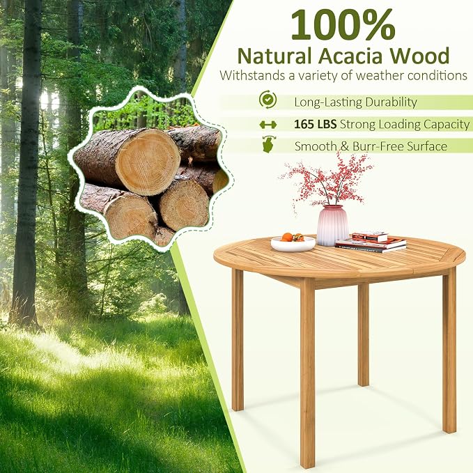 Tangkula 44" Round Outdoor Dining Table - Image 8