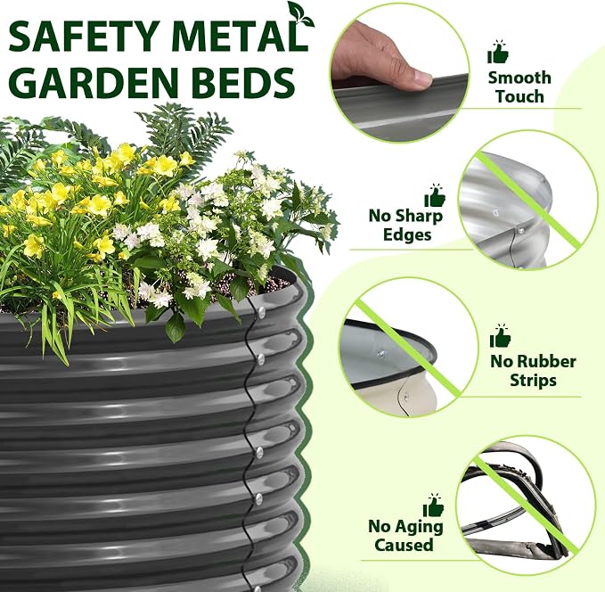 A ANLEOLIFE 4-Pack 6X3X2ft & 8X4X2ft Deep Root Galvanized Raised Garden Beds - Image 3