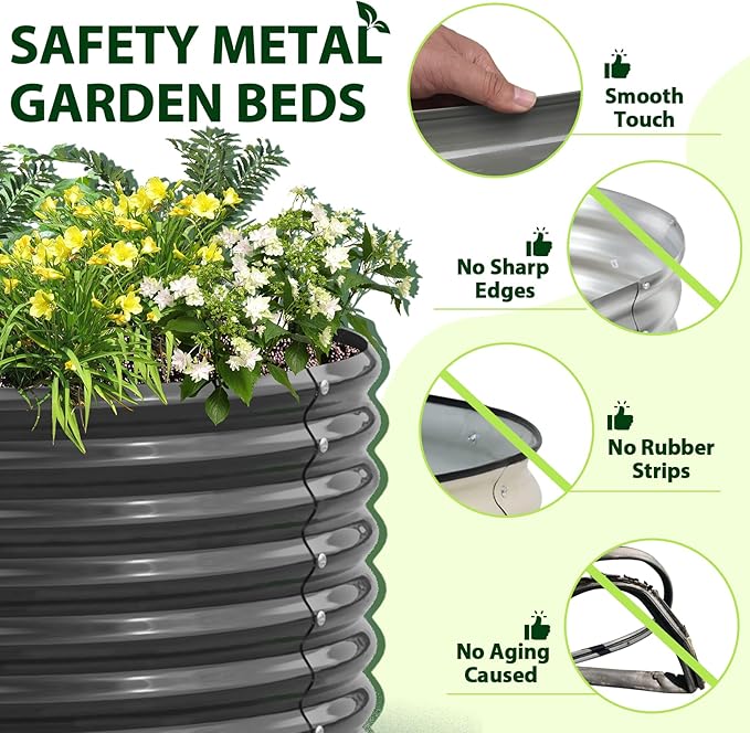 A ANLEOLIFE 6-Pack 6X3X2ft & 3x3x2ft Deep Root Galvanized Raised Garden Beds - Image 5