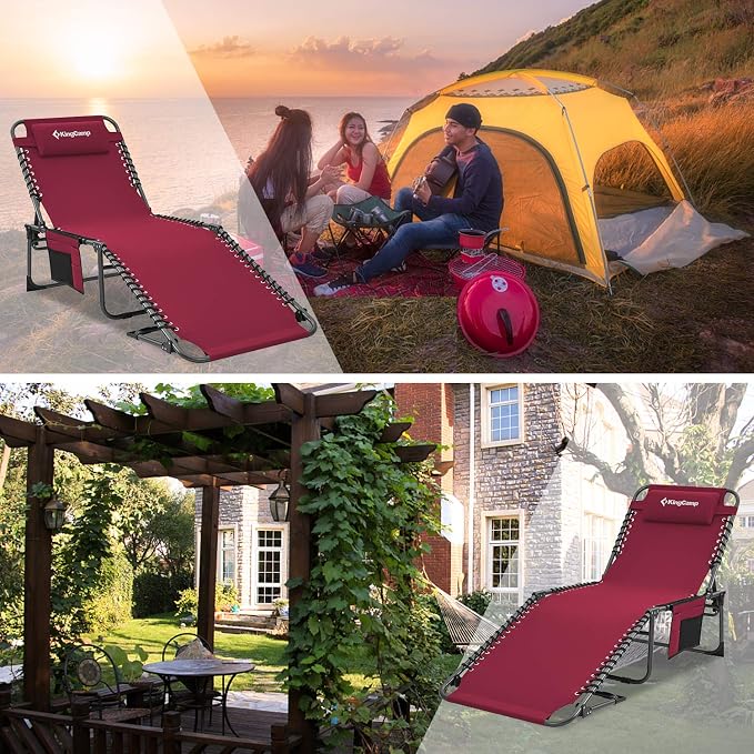 KingCamp Portable Folding Camping Cot Adjustable 4-Position Patio Reclining - Image 7