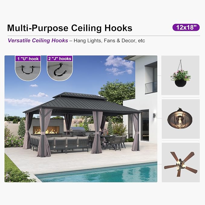 PURPLE LEAF 12'x18' Hardtop Gazebo - Image 7