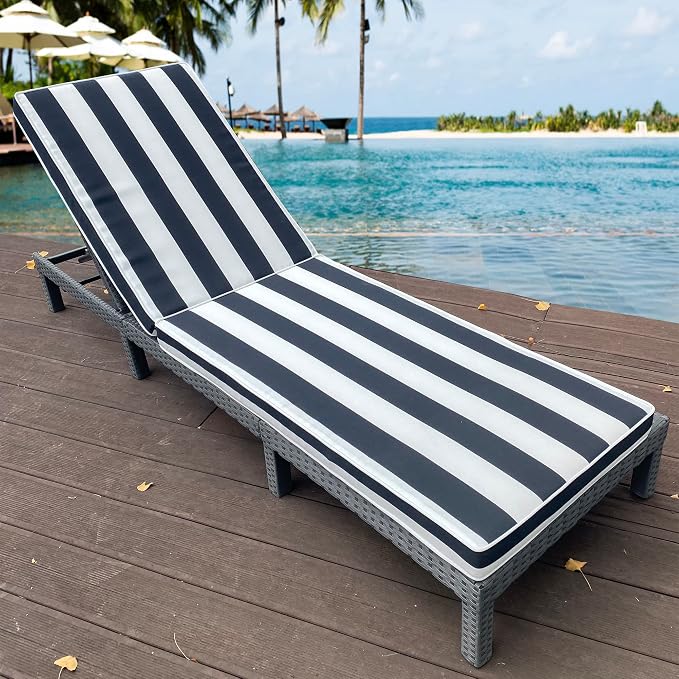 Only choice 2 Pcs Set Outdoor Lounge Chair Cushions Patio Chaise Lounge - Image 2