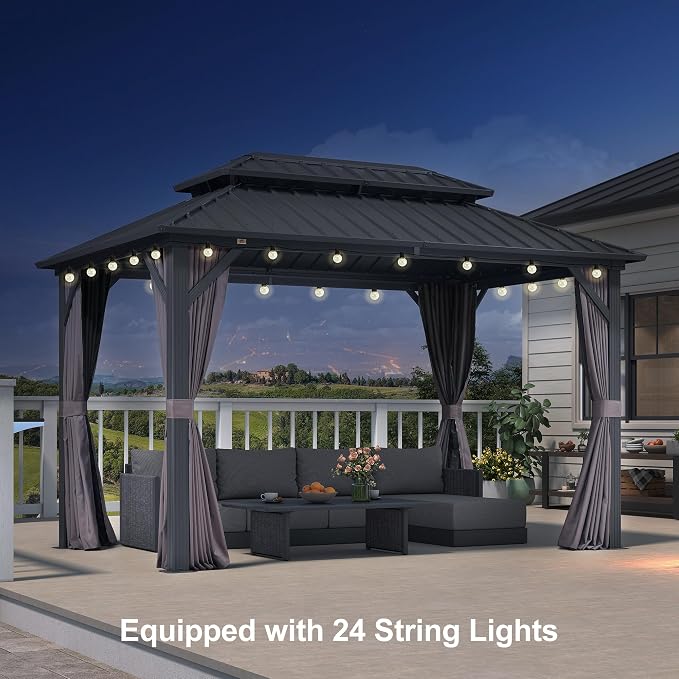 PURPLE LEAF 08'x12' Hardtop Outdoor Patio Gazebo - Image 9