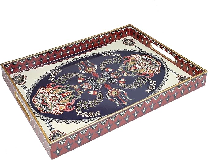 Spsyrine Plastic Serving Tray for Ottoman, Coffee Table, Rectangle Decorative by Spsyrine