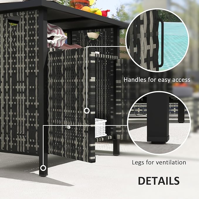 Outsunny Outdoor Pool Towel Storage Cabinet Organizer, Outdoor Bar Table - Image 5