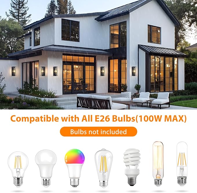 AIBISDO 18In Large Outdoor Wall Light -2 Pack, Outdoor Wall Lantern - Image 2
